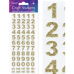 NEW! Eleganza Gold Sparkly Self Adhesive Number Stickers With Bold Font ~ A 60 Piece Set For Gift Packaging, Scrapbooking, Card Making & More